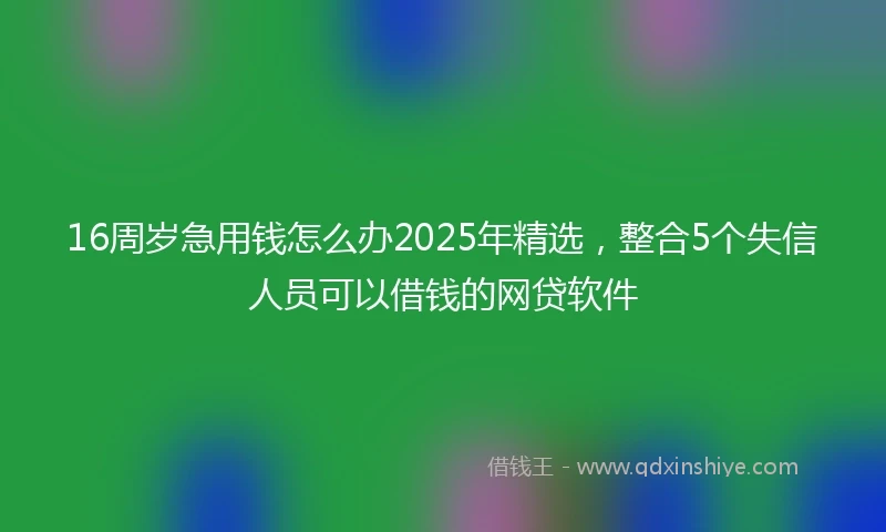 16周岁急用钱怎么办2025年精选，整合5个失信人员可以借钱的网贷软件
