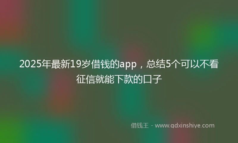 2025年最新19岁借钱的app，总结5个可以不看征信就能下款的口子