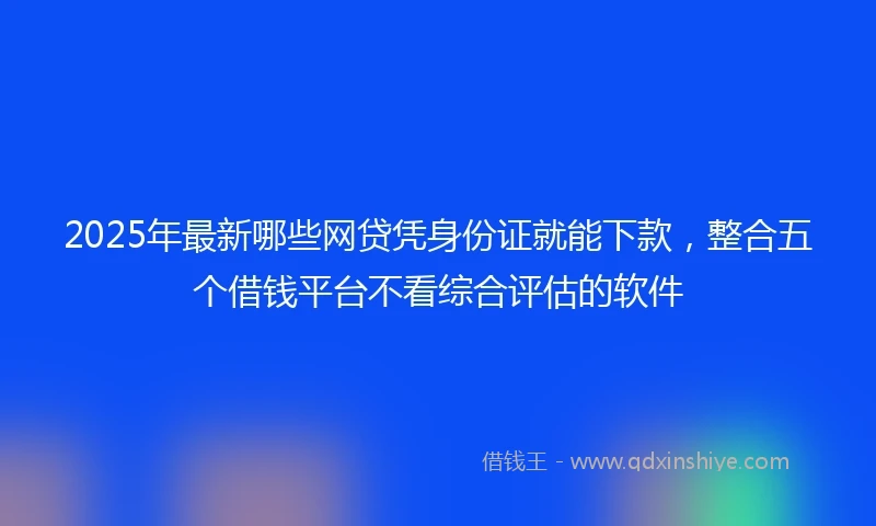 2025年最新哪些网贷凭身份证就能下款，整合五个借钱平台不看综合评估的软件