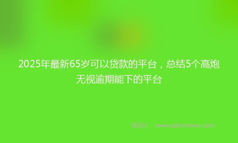 2025年最新65岁可以贷款的平台，总结5个高炮无视逾期能下的平台