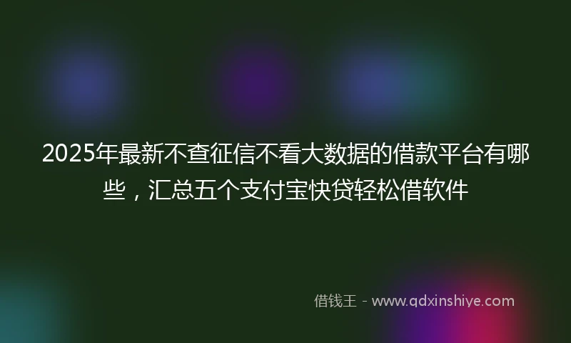 2025年最新不查征信不看大数据的借款平台有哪些，汇总五个支付宝快贷轻松借软件