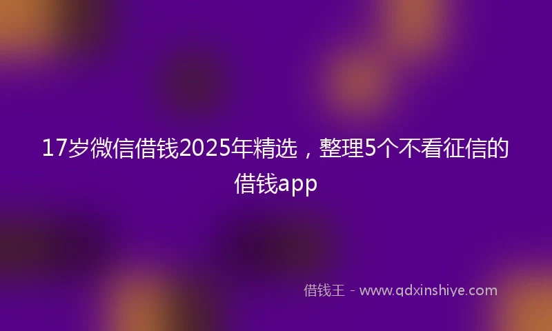 17岁微信借钱2025年精选，整理5个不看征信的借钱app