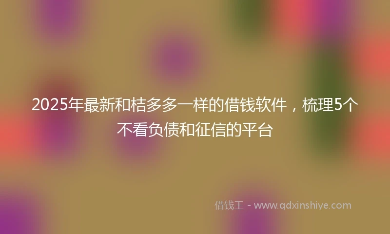 2025年最新和桔多多一样的借钱软件，梳理5个不看负债和征信的平台