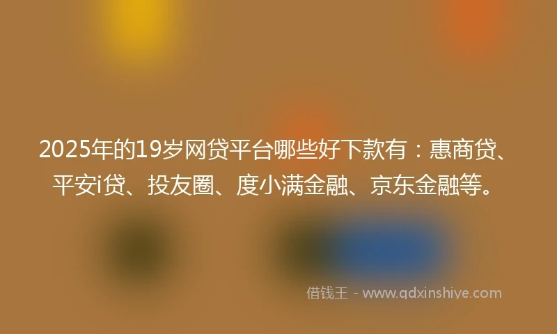 2025年的19岁网贷平台哪些好下款有：惠商贷、平安i贷、投友圈、度小满金融、京东金融等。