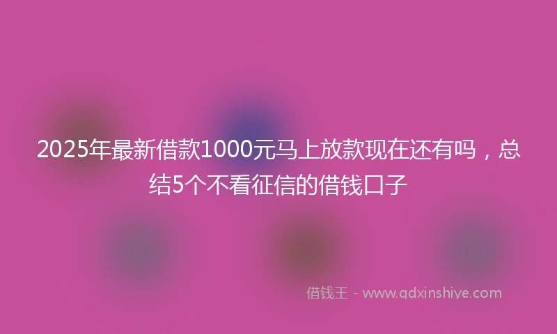 2025年最新借款1000元马上放款现在还有吗，总结5个不看征信的借钱口子
