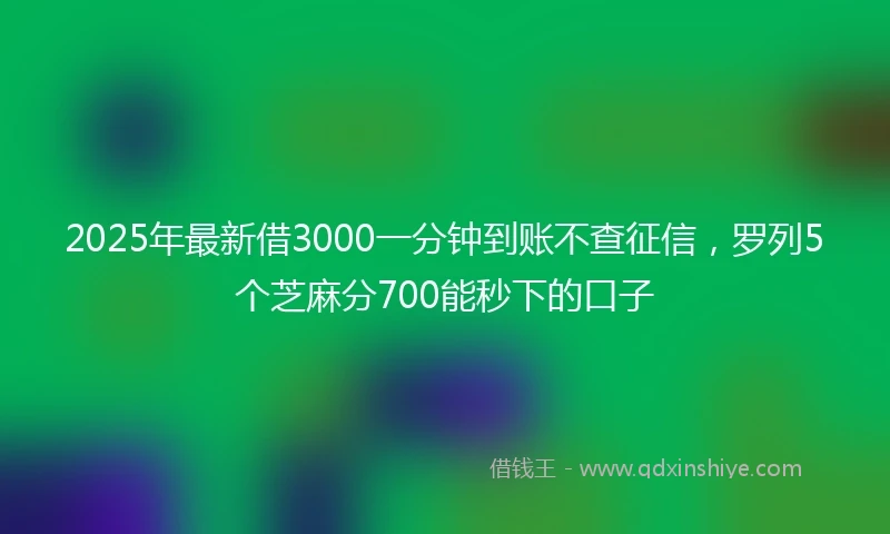 2025年最新借3000一分钟到账不查征信，罗列5个芝麻分700能秒下的口子