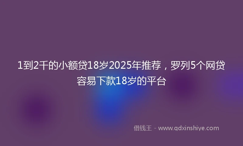 1到2千的小额贷18岁2025年推荐，罗列5个网贷容易下款18岁的平台