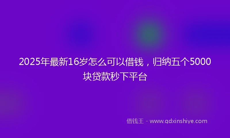 2025年最新16岁怎么可以借钱，归纳五个5000块贷款秒下平台