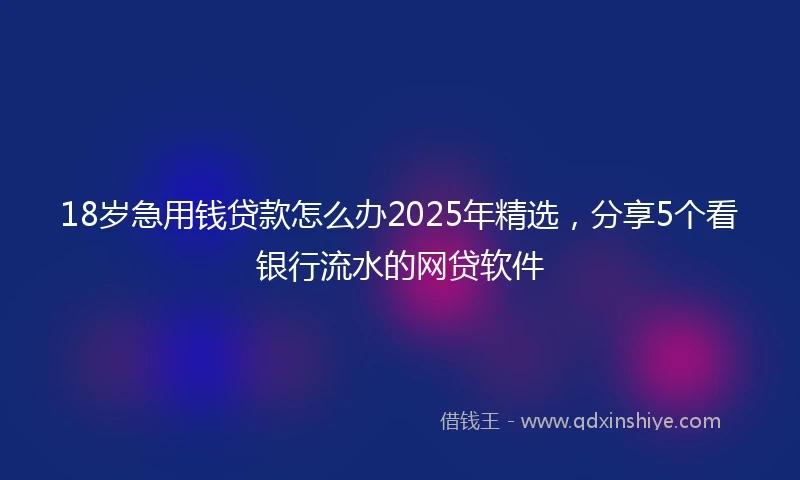 18岁急用钱贷款怎么办2025年精选，分享5个看银行流水的网贷软件