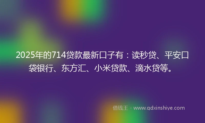2025年的714贷款最新口子有：读秒贷、平安口袋银行、东方汇、小米贷款、滴水贷等。