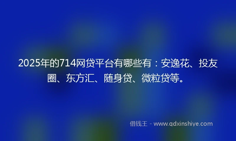 2025年的714网贷平台有哪些有：安逸花、投友圈、东方汇、随身贷、微粒贷等。