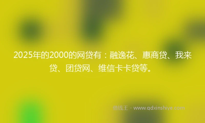 2025年的2000的网贷有：融逸花、惠商贷、我来贷、团贷网、维信卡卡贷等。