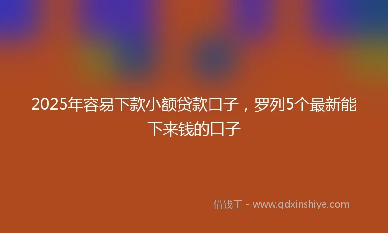 2025年容易下款小额贷款口子，罗列5个最新能下来钱的口子