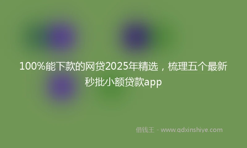 100%能下款的网贷2025年精选，梳理五个最新秒批小额贷款app