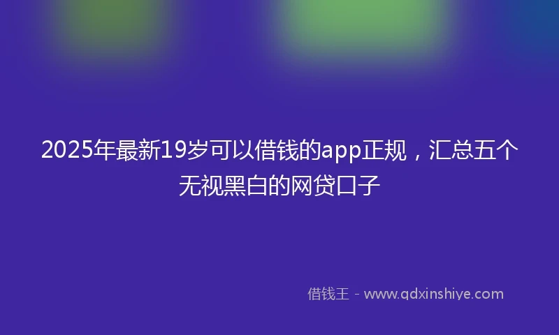 2025年最新19岁可以借钱的app正规，汇总五个无视黑白的网贷口子