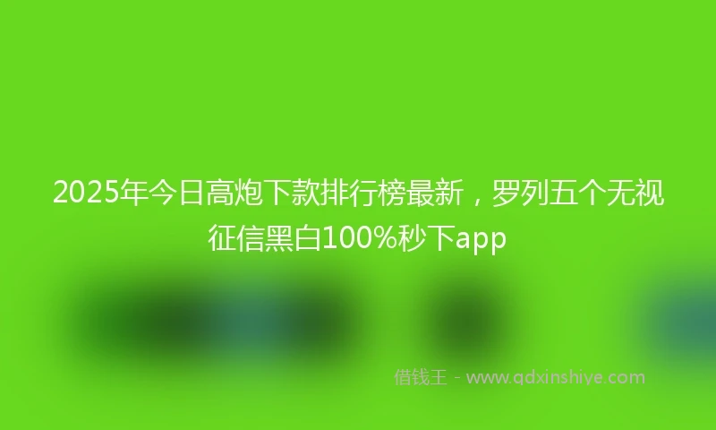 2025年今日高炮下款排行榜最新，罗列五个无视征信黑白100%秒下app