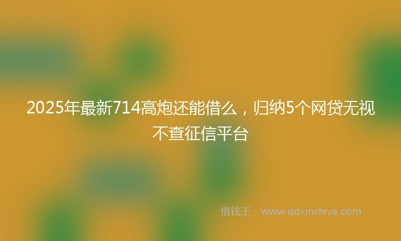 2025年最新714高炮还能借么，归纳5个网贷无视不查征信平台