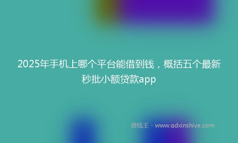 2025年手机上哪个平台能借到钱，概括五个最新秒批小额贷款app