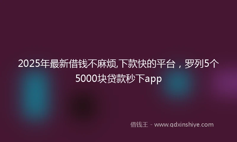 2025年最新借钱不麻烦,下款快的平台，罗列5个5000块贷款秒下app