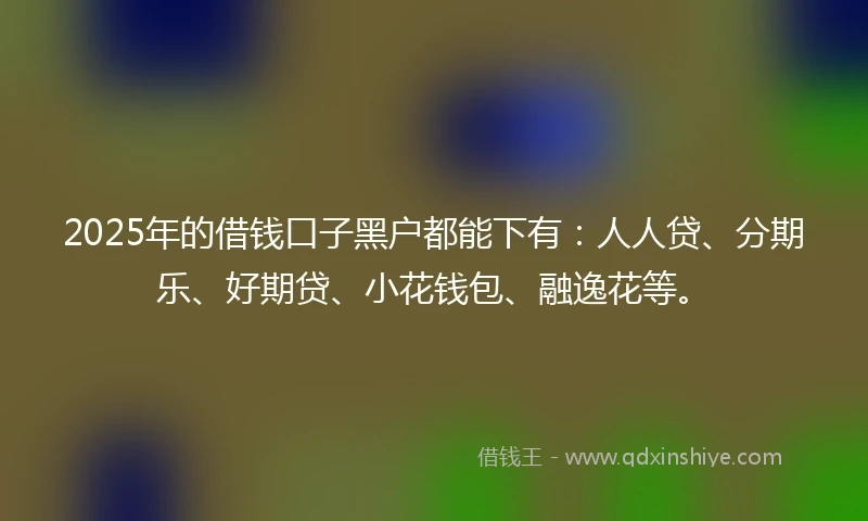 2025年的借钱口子黑户都能下有：人人贷、分期乐、好期贷、小花钱包、融逸花等。