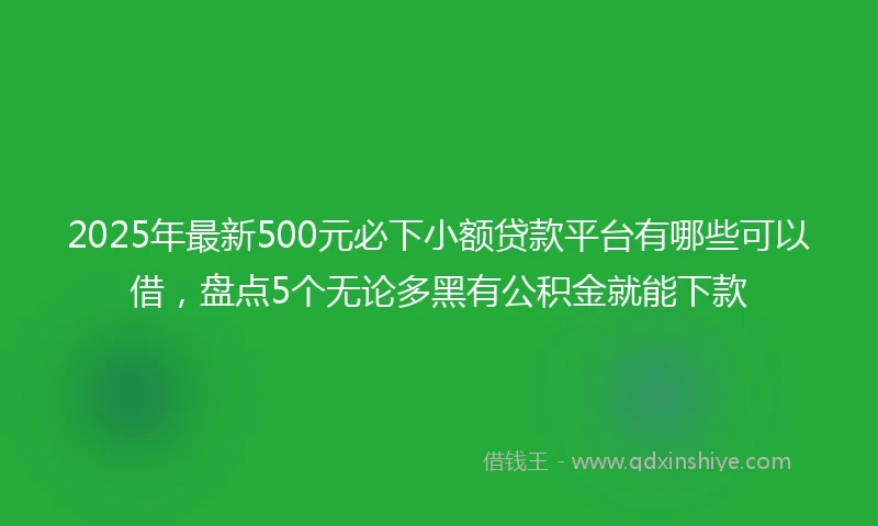 2025年最新500元必下小额贷款平台有哪些可以借，盘点5个无论多黑有公积金就能下款