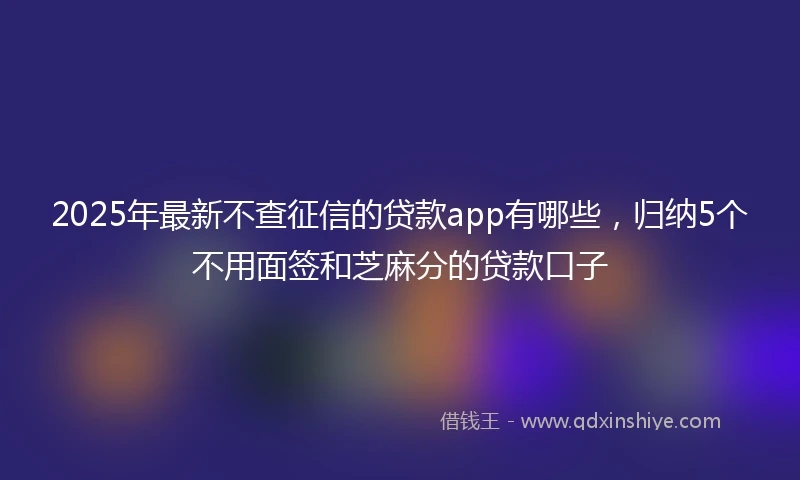 2025年最新不查征信的贷款app有哪些，归纳5个不用面签和芝麻分的贷款口子