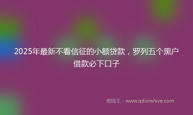 2025年最新不看信征的小额贷款，罗列五个黑户借款必下口子