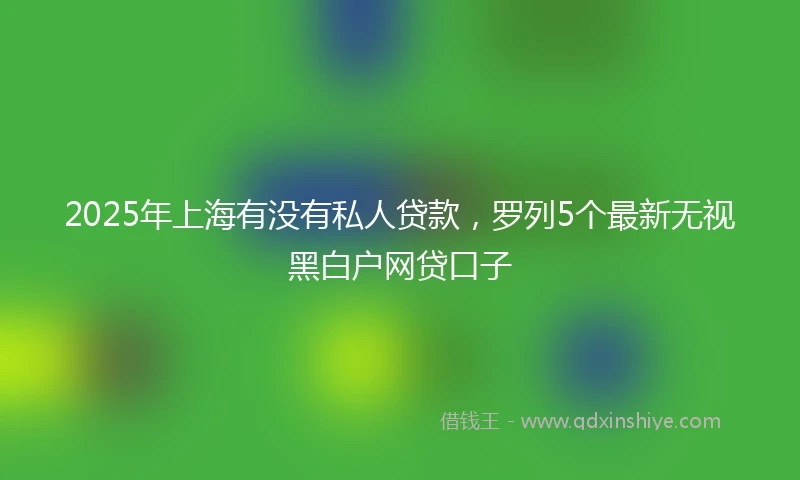 2025年上海有没有私人贷款，罗列5个最新无视黑白户网贷口子