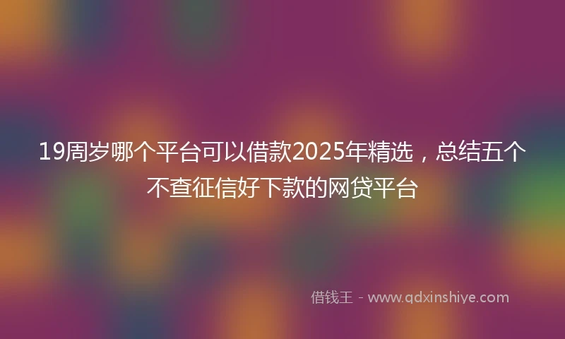 19周岁哪个平台可以借款2025年精选，总结五个不查征信好下款的网贷平台