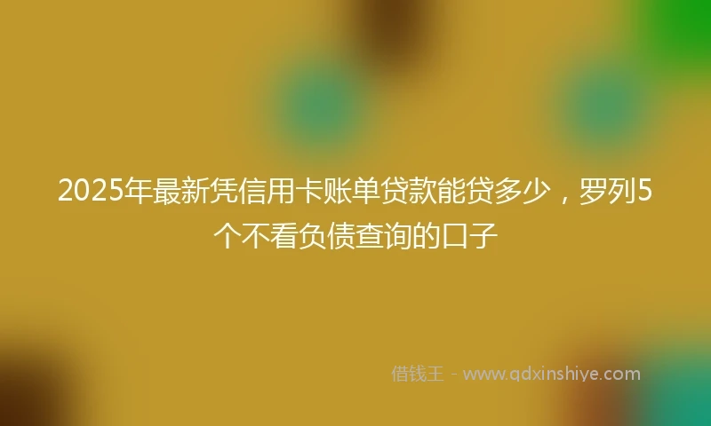 2025年最新凭信用卡账单贷款能贷多少，罗列5个不看负债查询的口子