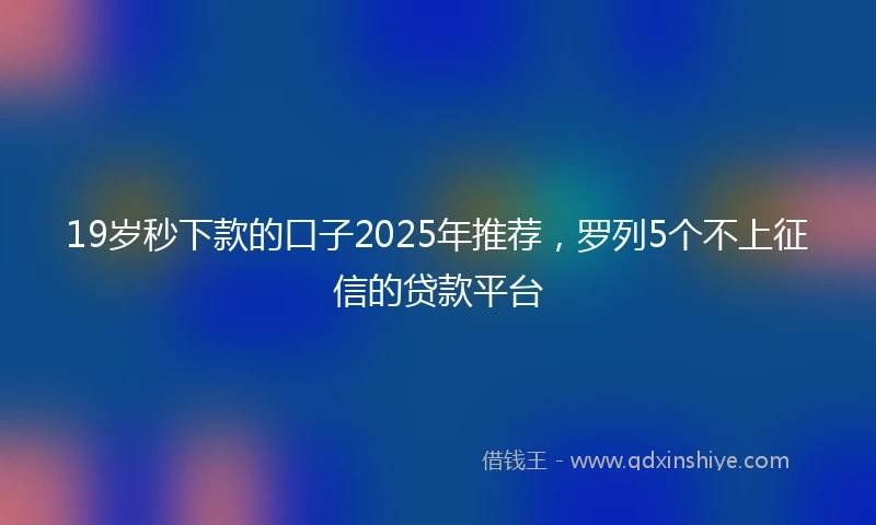 19岁秒下款的口子2025年推荐，罗列5个不上征信的贷款平台
