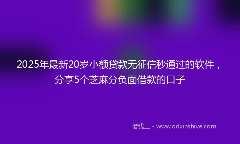 2025年最新20岁小额贷款无征信秒通过的软件，分享5个芝麻分负面借款的口子