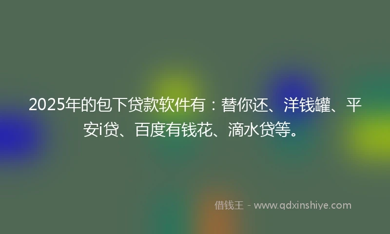 2025年的包下贷款软件有：替你还、洋钱罐、平安i贷、百度有钱花、滴水贷等。