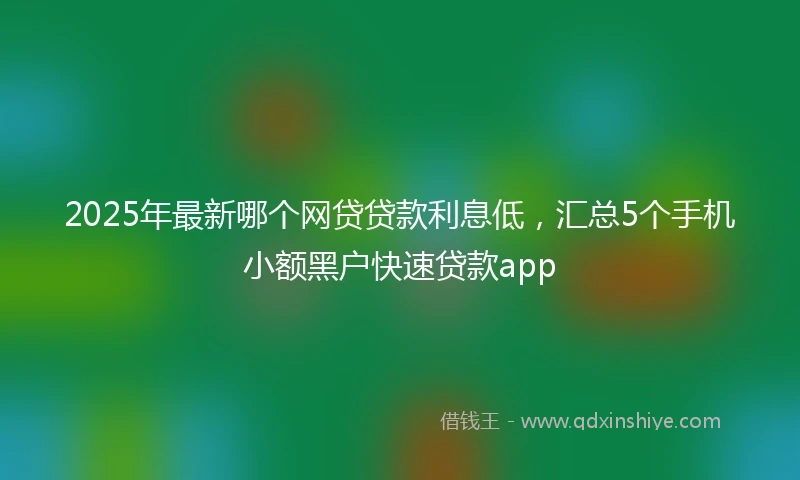 2025年最新哪个网贷贷款利息低，汇总5个手机小额黑户快速贷款app