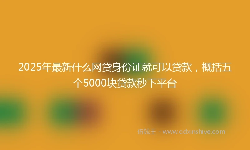 2025年最新什么网贷身份证就可以贷款，概括五个5000块贷款秒下平台