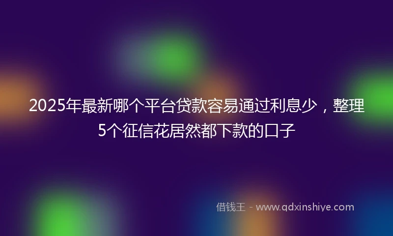 2025年最新哪个平台贷款容易通过利息少，整理5个征信花居然都下款的口子