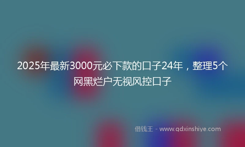 2025年最新3000元必下款的口子24年，整理5个网黑烂户无视风控口子