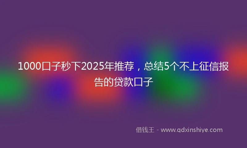 1000口子秒下2025年推荐，总结5个不上征信报告的贷款口子