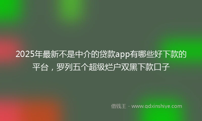 2025年最新不是中介的贷款app有哪些好下款的平台，罗列五个超级烂户双黑下款口子