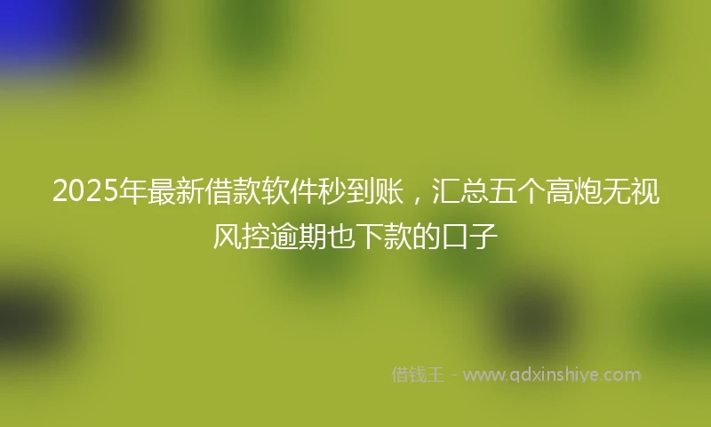 2025年最新借款软件秒到账，汇总五个高炮无视风控逾期也下款的口子