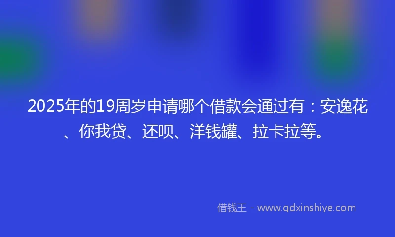 2025年的19周岁申请哪个借款会通过有：安逸花、你我贷、还呗、洋钱罐、拉卡拉等。