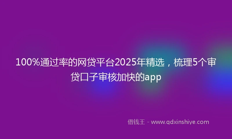 100%通过率的网贷平台2025年精选，梳理5个审贷口子审核加快的app