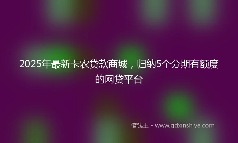 2025年最新卡农贷款商城，归纳5个分期有额度的网贷平台