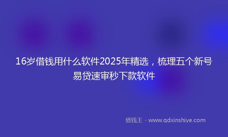 16岁借钱用什么软件2025年精选，梳理五个新号易贷速审秒下款软件