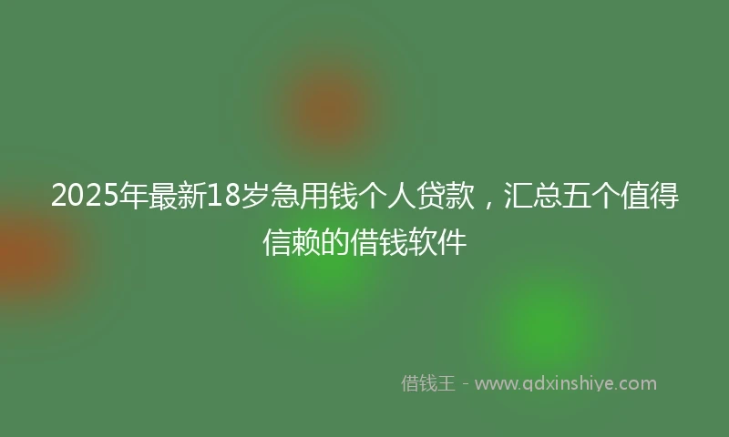 2025年最新18岁急用钱个人贷款，汇总五个值得信赖的借钱软件