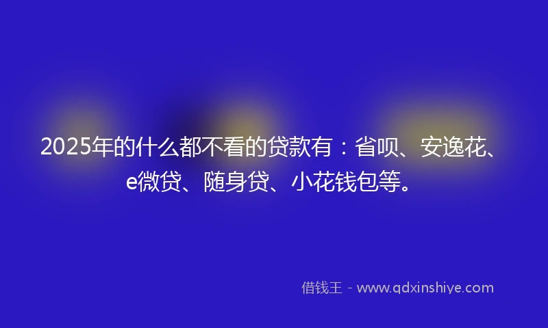 2025年的什么都不看的贷款有：省呗、安逸花、e微贷、随身贷、小花钱包等。