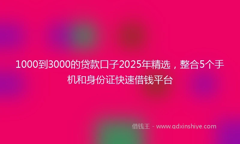1000到3000的贷款口子2025年精选，整合5个手机和身份证快速借钱平台