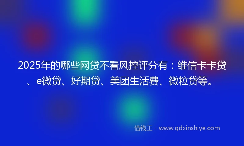 2025年的哪些网贷不看风控评分有：维信卡卡贷、e微贷、好期贷、美团生活费、微粒贷等。