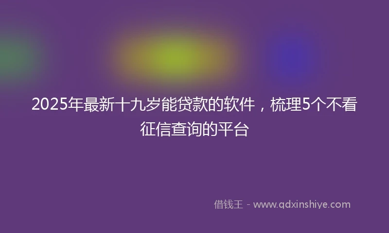 2025年最新十九岁能贷款的软件，梳理5个不看征信查询的平台