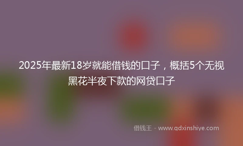 2025年最新18岁就能借钱的口子，概括5个无视黑花半夜下款的网贷口子